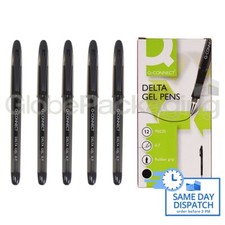 12 x QUALITY BLACK ROLLERGEL ROLLER GEL INK PENS FAST