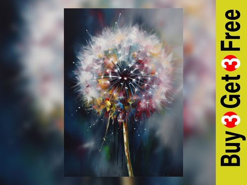 Abstract dandelion print oil - abstract,