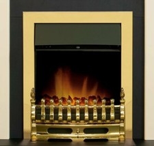 ELECTRIC FIRE BRASS FIREPLACE INSET LED ELECTRIC HEATER FLAME FLICKER COAL  BNIB