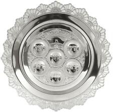 Seder Plate with Decorative Perforated Border Silver Plate 38cm Passover Pesach