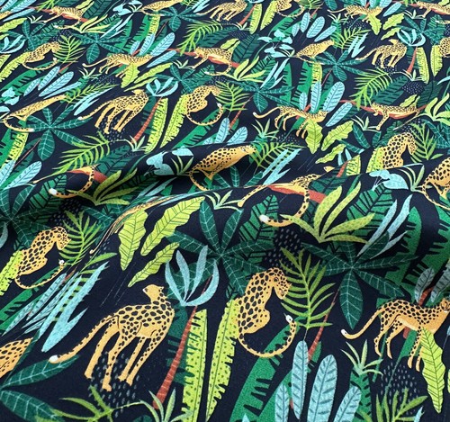 Cotton fabric jungle cats - -,