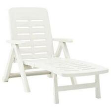 White Sun Lounger Folding Chair Outdoor Garden Sunbed Recliner Plastic Patio