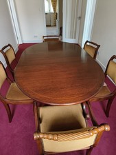 Mahogany Reproduction Regency Style Extendable Dining Table with Six Chairs