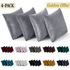 Pack of 4 Plush Velvet Cushion Covers Filled Cushions 18''x18'' Sofa Pillows Uk
