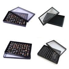 100 Slot Black Earring Ring Tray Organizer Showcase Holder Jewelry Display