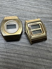 Vintage Microma Quartz  Watches Men Gold Tone LCD Digital Parts/repair