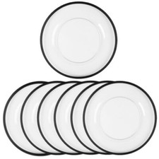 6 x Acrylic Clear Charger Plates with Black Rim - 13" (33cm) Diameter