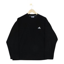 Vintage Adidas Fleece Sweatshirt Mens Size M Black 90s Crew Neck Pullover