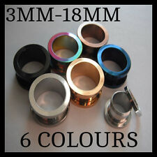 1,2MM - 20MM SCREW BACK EAR TUNNEL PLUG STRETCHER STAINLESS STEEL FLESH SADDLE 