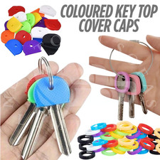 10x Coloured Key Top cover Caps Assorted Head Covers ID Tag Cap Ring Keyring