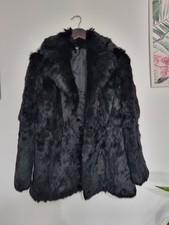 Vintage Women's Black  Real Fur Short Jacket Coat Szie 8