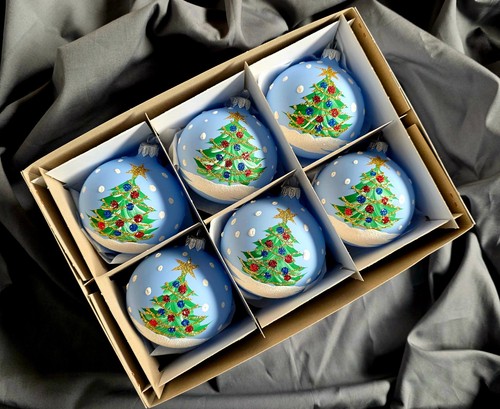 Hand painted glass baubles - hand, set