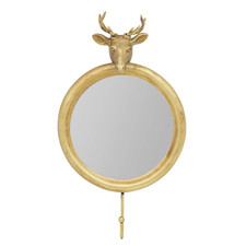 Mirror Wall Hook Gold Finish Stag Head Antlers Hanging Display Home Decoration