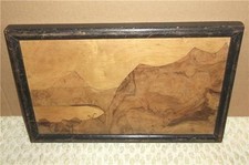 ANTIQUE 1948 MARQUETRY INLAID WOOD WOODEN ELEPHANT (?) ARTWORK GIFT from GERMANY