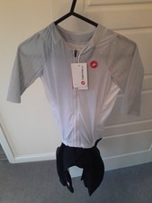 Castelli Womens Free Tri Triathlon Sanremo 3 Suit Short Sleeve Medium White 