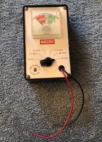 Vintage mallory battery tester - mallory,