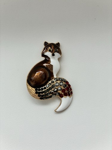 Enamel fox brooch with - fox,