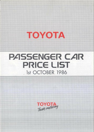Toyota price list 1986 starlet - toyota,