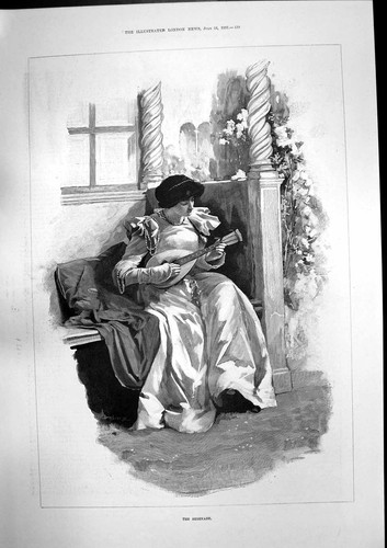 Old antique print - antique, serenade