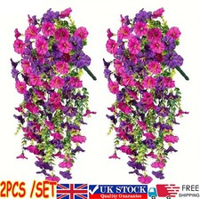 2PCS Artificial Fake Hanging Basket Plants Silk Flowers Vine Home Decor-Outdoor
