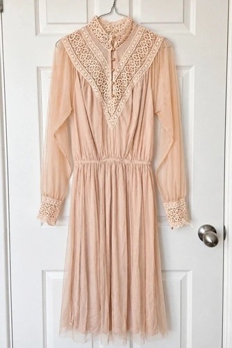 Neutral beige lace mesh midi - neutral,