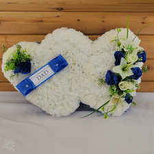 Funeral Flowers Double Heart Tribute Wreath Artificial Silk Grave Memorial Dad