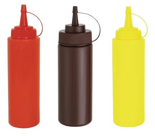 Sauce bottle red brown yellow - sauce,
