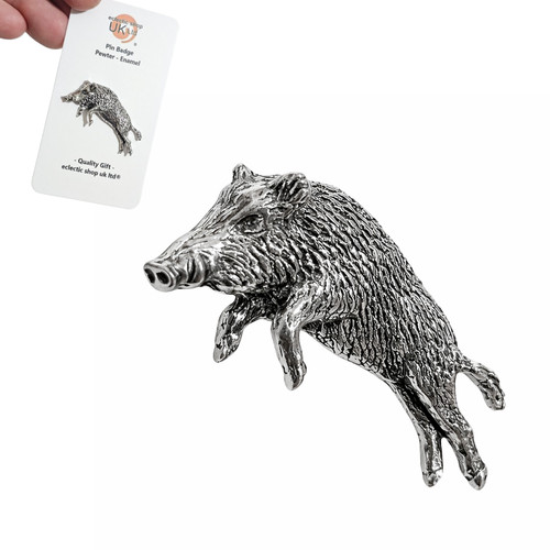 Wild boar pin - badge, pewter