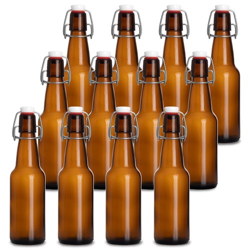 12oz flip top amber - 12oz, glass