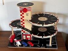 Hape Park & Go Wooden Garage & Car/ Helicopter Set For Kids 3+