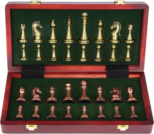 Retro metal chess set with - retro,