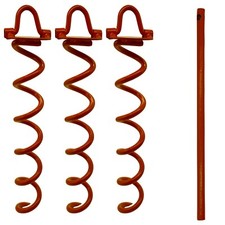 3 x Narrowboat Screw in Spiral Ground Anchor Stakes mooring pegs trampoline tent