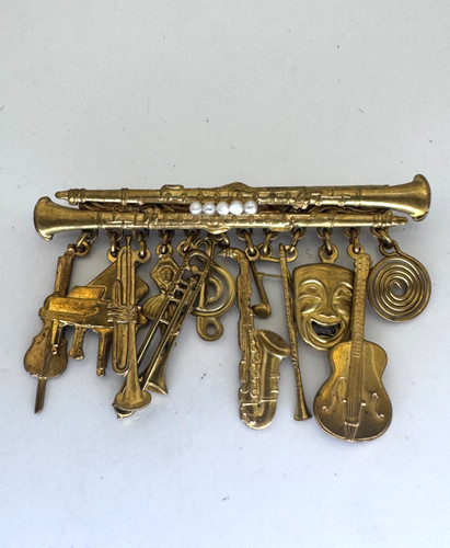 Vintage musical charms brooch - vintage,