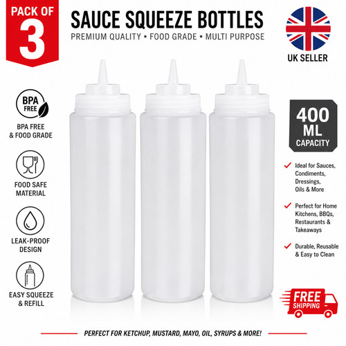400ml premium sauce squeeze - 3x,