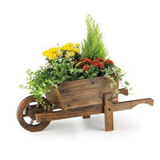 Wooden Wheelbarrow Garden Planter Outdoor Patio Flower Plant Ornament Christow