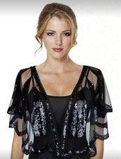 Black Sequinned Shawl , Cape