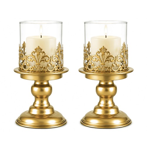 Vintage pillar candle - vintage, holders