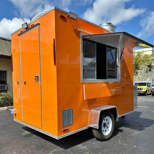 Orange compact food trailer - orange,