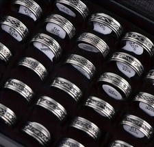 4pcs Stainless Steel Spinner Rings Black Etched Rotatable Fashion Jewellery UK