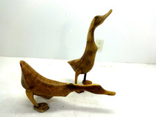 SET OF 2 HAND CARVED WOODEN DUCKS 17" LENGTH BEAUTIFUL