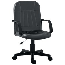 HOMCOM PU Leather Office Chair Swivel  Mid-Back Computer Desk Chair, Black