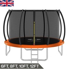 OUTDOOR TRAMPOLINE PREMIUM 6FT 8FT 10FT 12FT WITH SAFETY ENCLOSURE LADDER UK