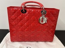 Christian Dior Women’s Lady Dior Handbag Large Red Designer Bag