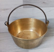 Solid Brass Jam Preserve Pan 9.5 X 4.5 Inches Iron Handle Vintage Cookware