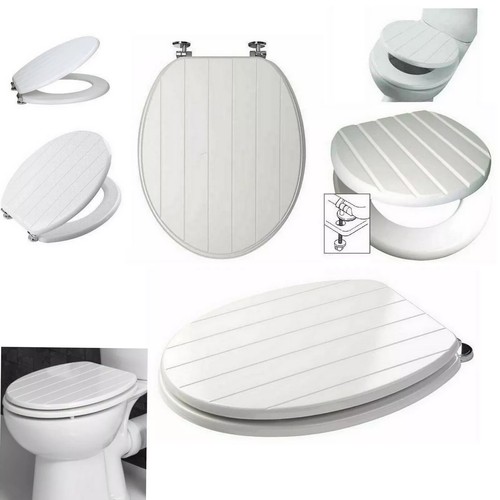 White toilet seat - white, wood