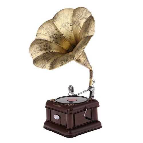 Vintage phonograph with horn - with,