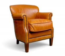 Professor Armchair Vintage Soft Orange Tan Leather Club Chair