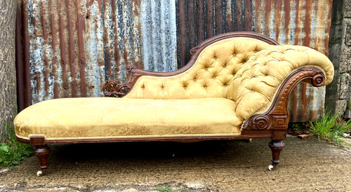 Victorian walnut chaise longue - chaise,