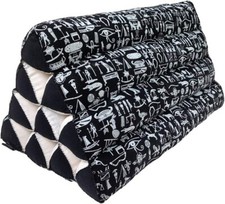 Collumino Thai Kapok Style Triangle Cushion (Black Egyptian Hieroglyphics)