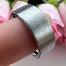 8mm Brushed Pipe Silver Tungsten Carbide Men Women Couple Fashion Wedding Band